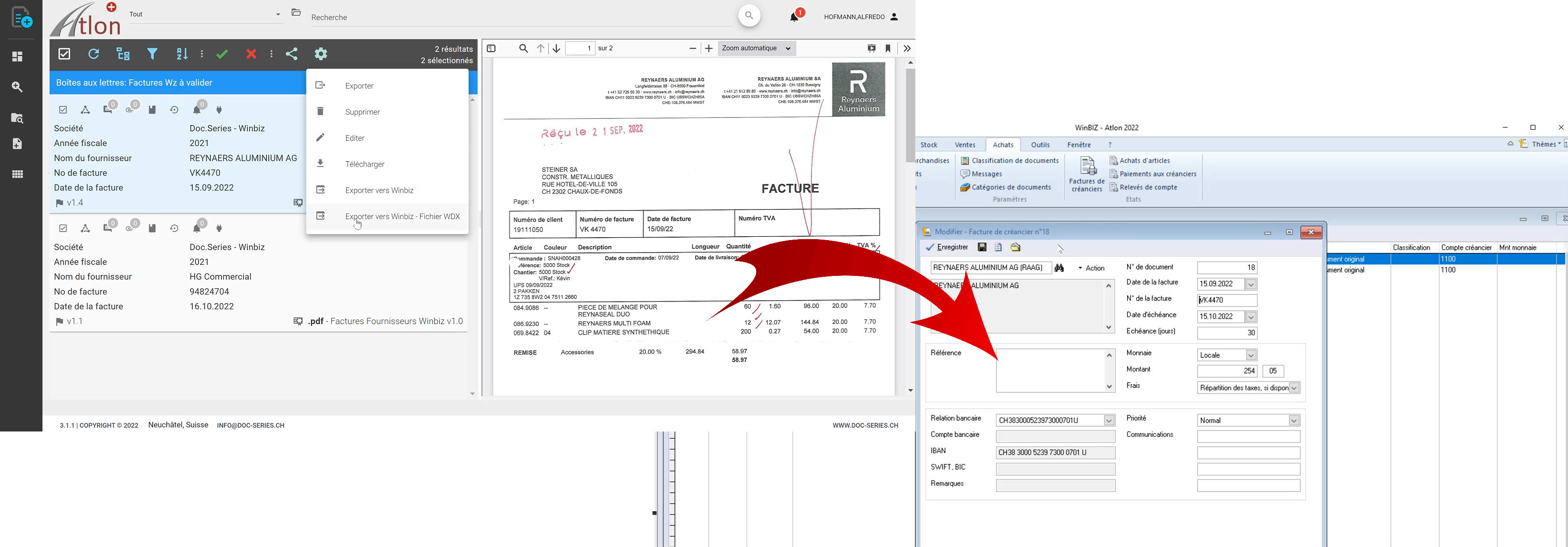 Exportation fichier WDX (factures) vers Winbiz depuis Doc.EC