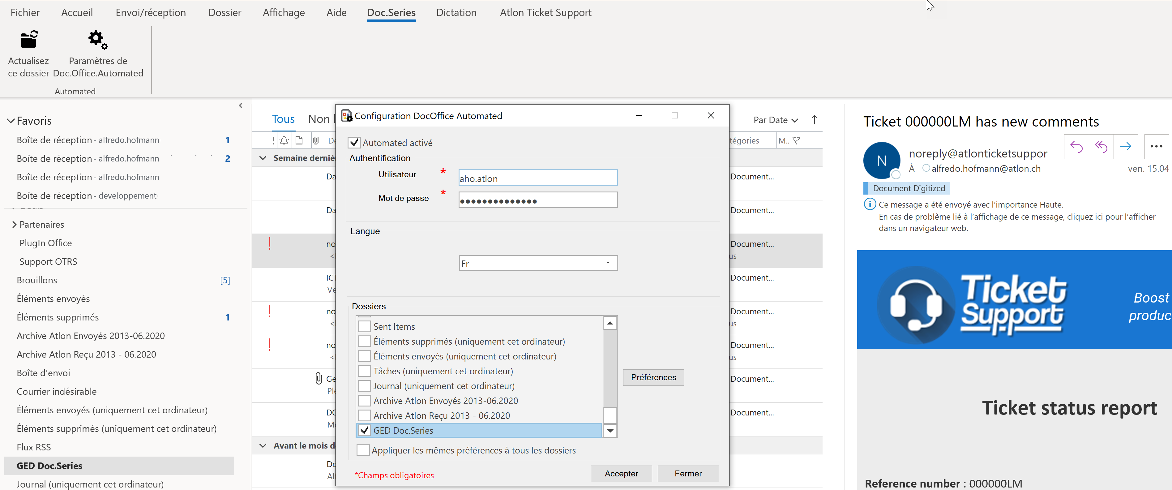 Synchronisation automatique des emails MS Outlook en GED