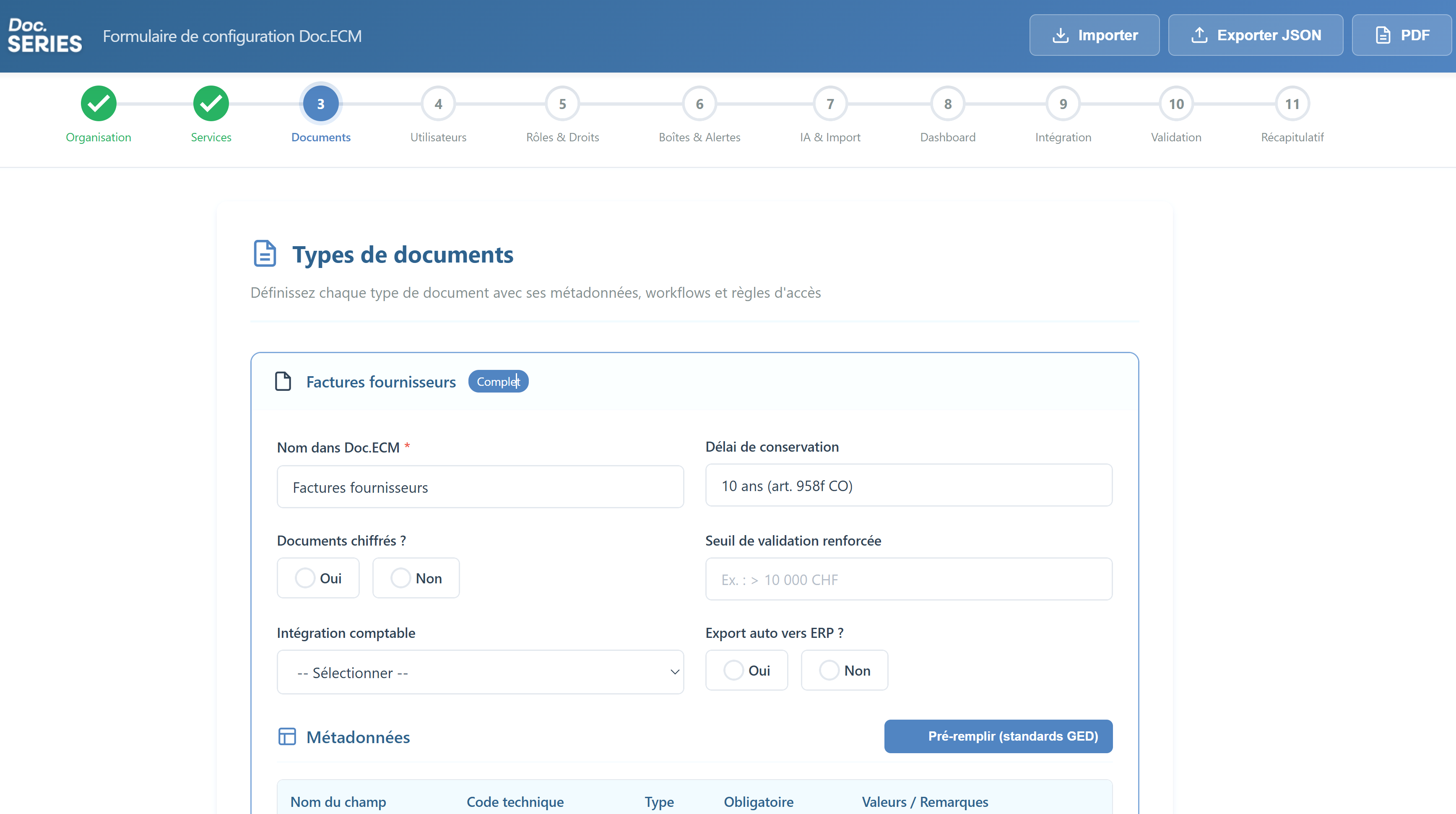 Formulaire de configuration Doc.ECM et séance kickoff client